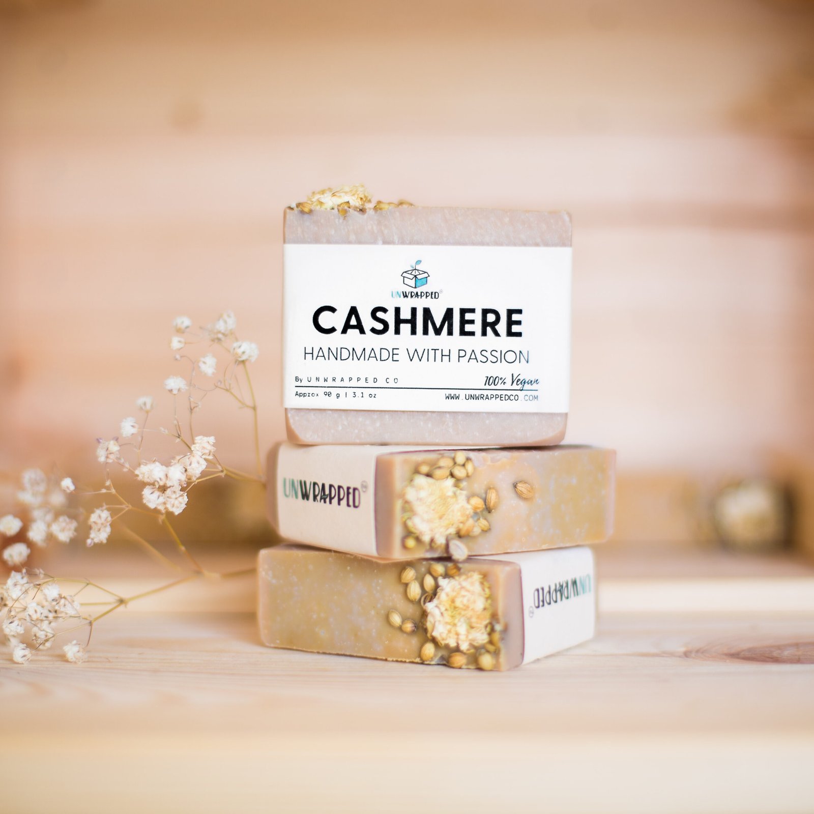 Unwrapped cashmere soap bars