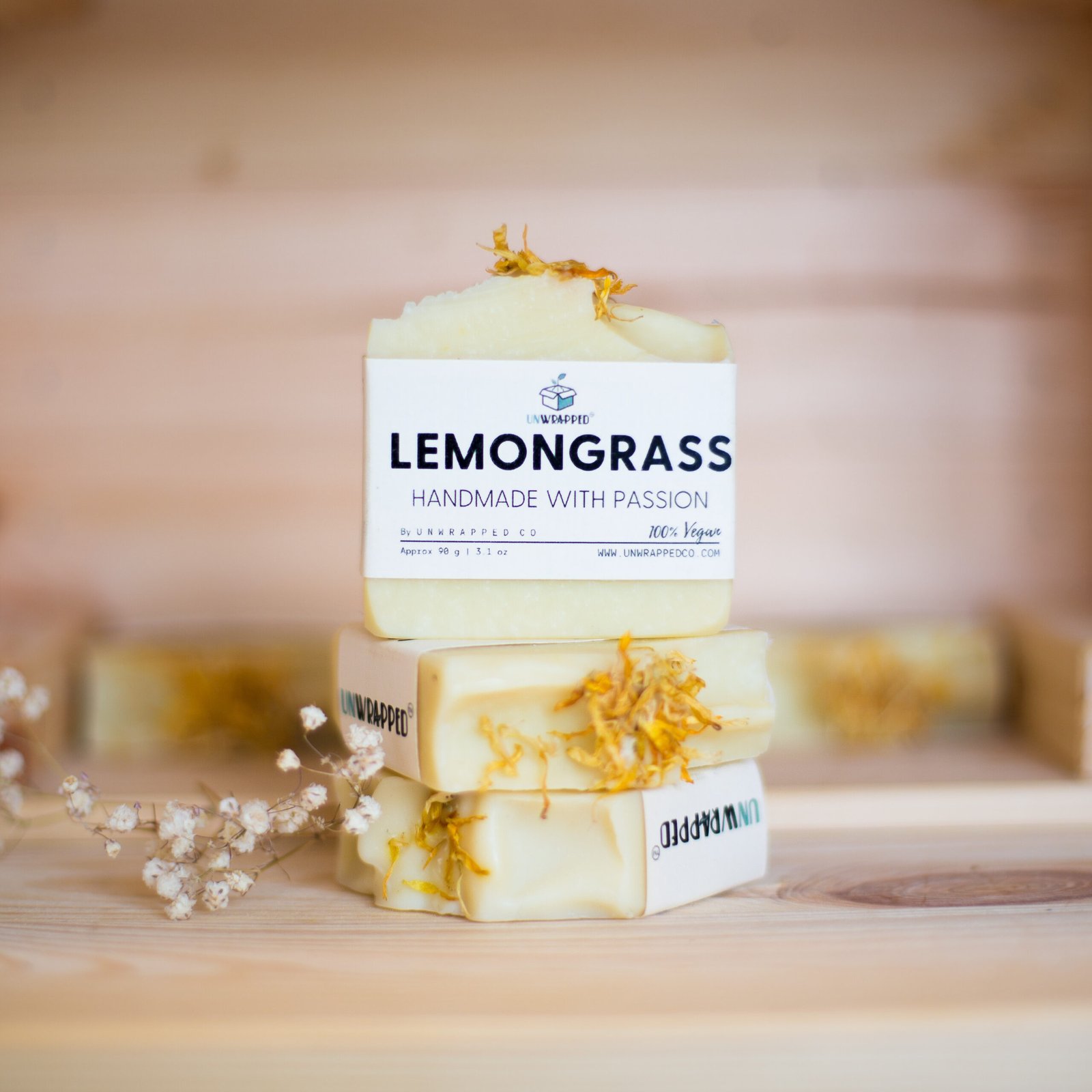 Unwrapped lemongrass soap bars
