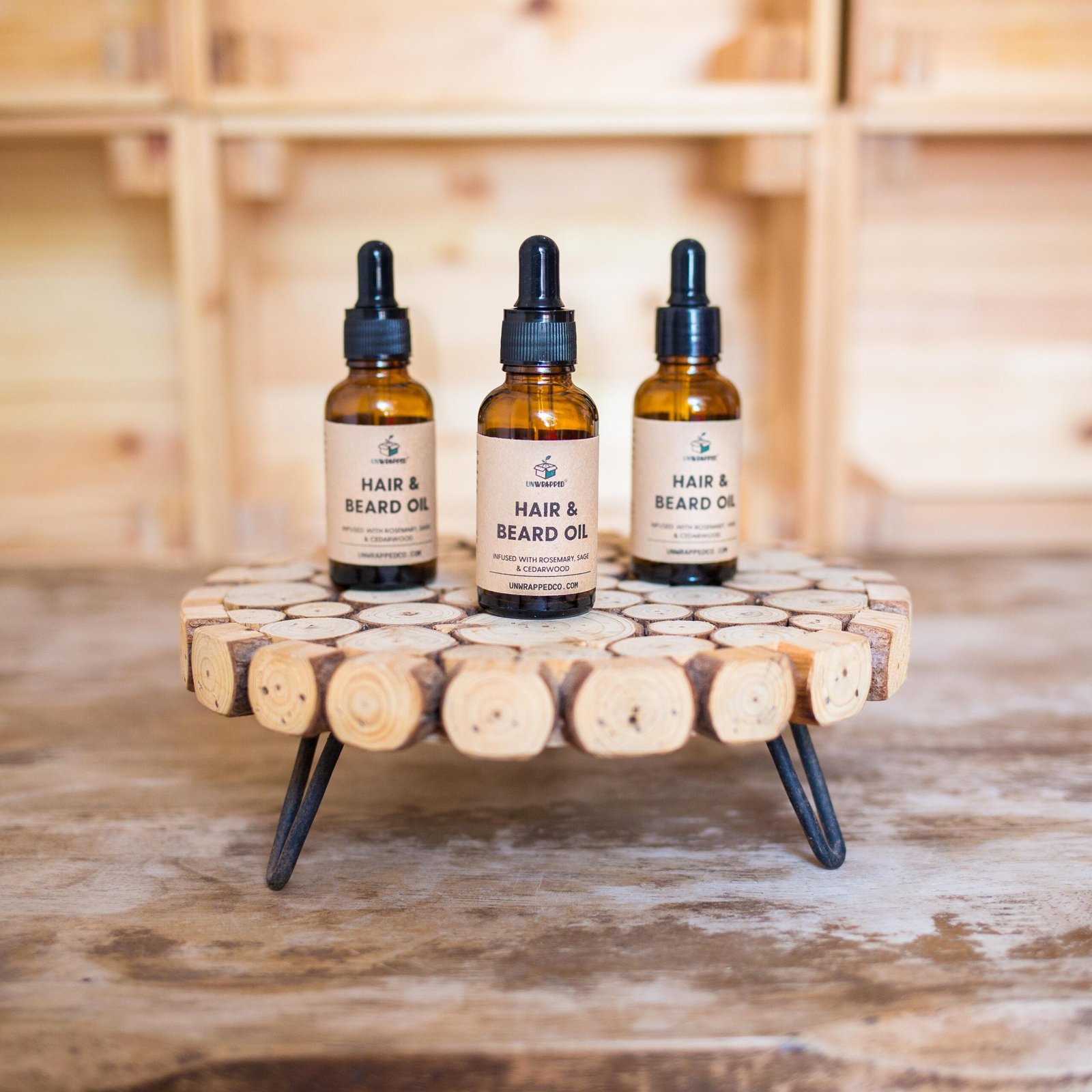 Unwrapped hair and beard oil
