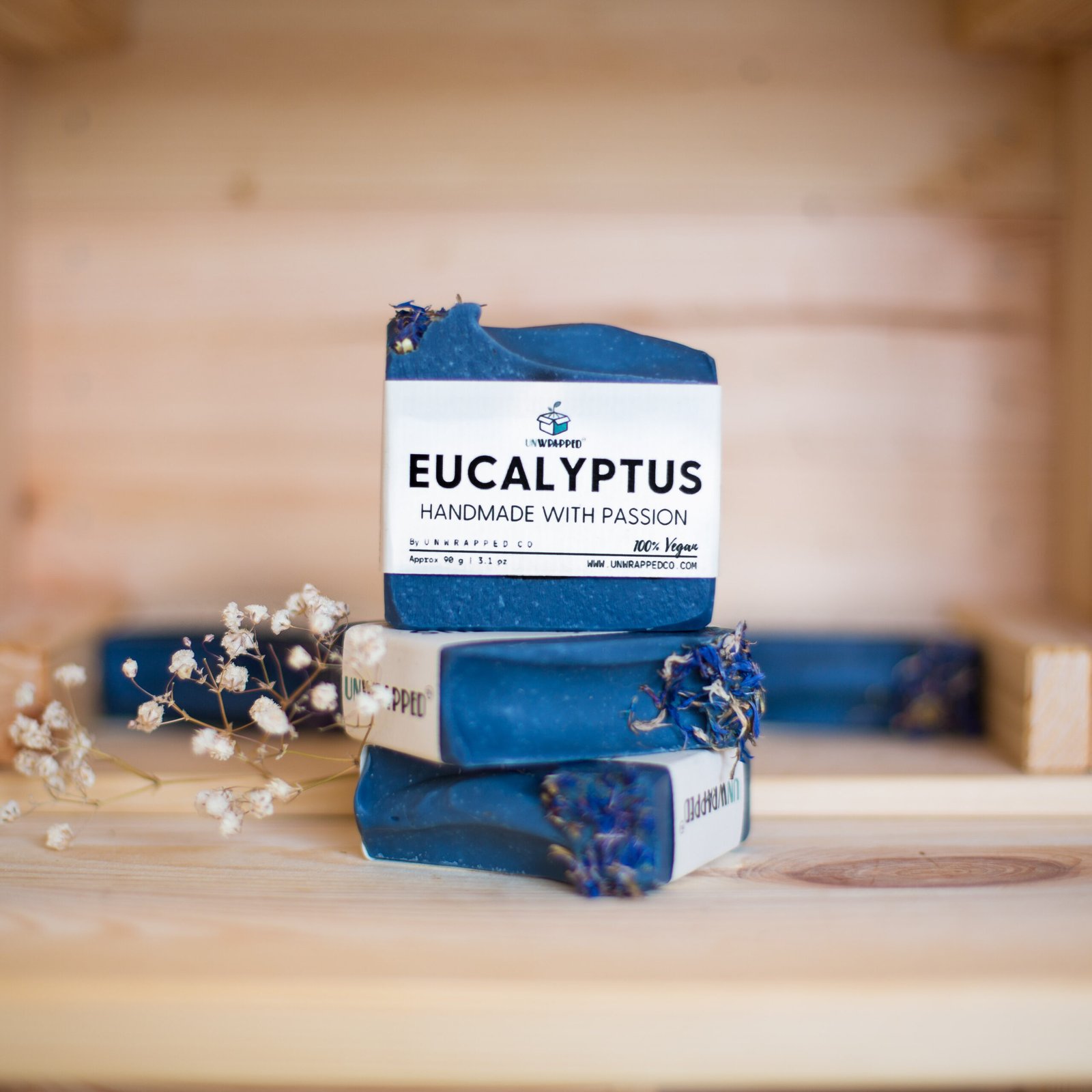 Unwrapped eucalyptus soap bars