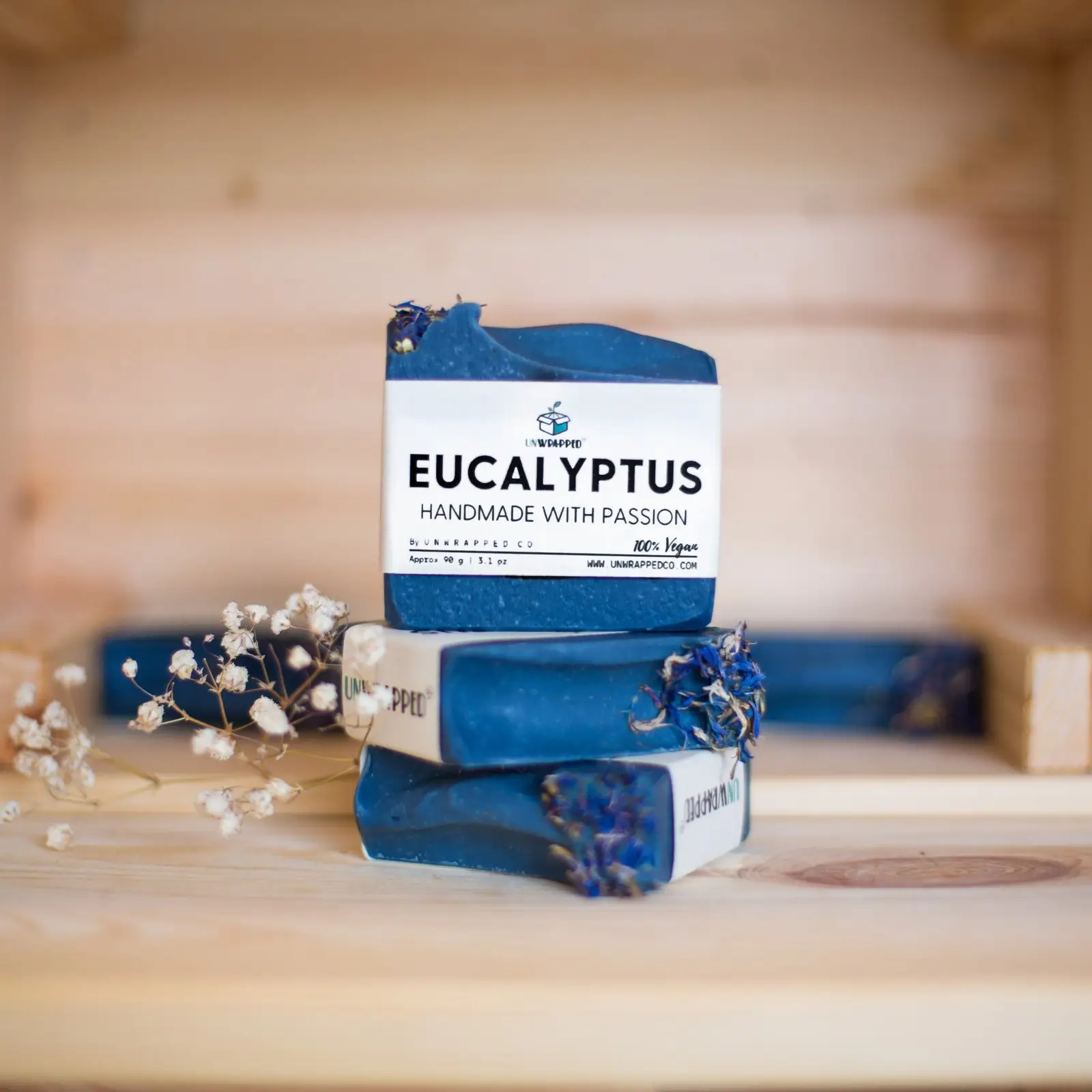 Unwrapped eucalyptus soap bars
