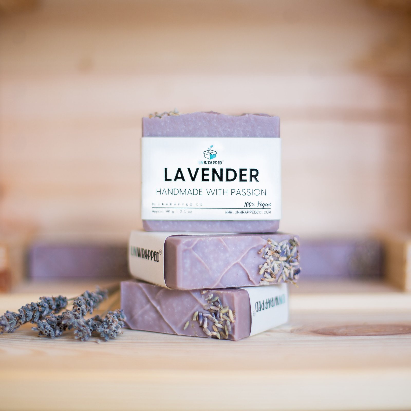 Unwrapped lavender soap bars