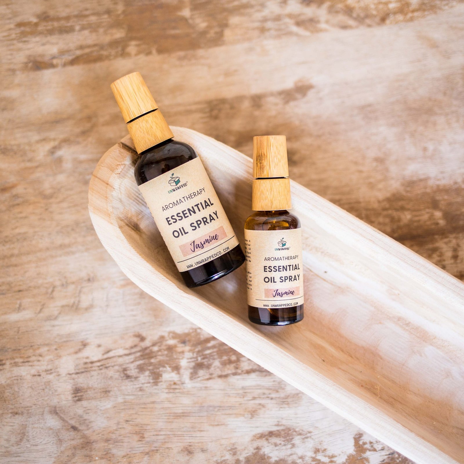 Unwrapped jasmine essential oil spray in 50ml and 100ml