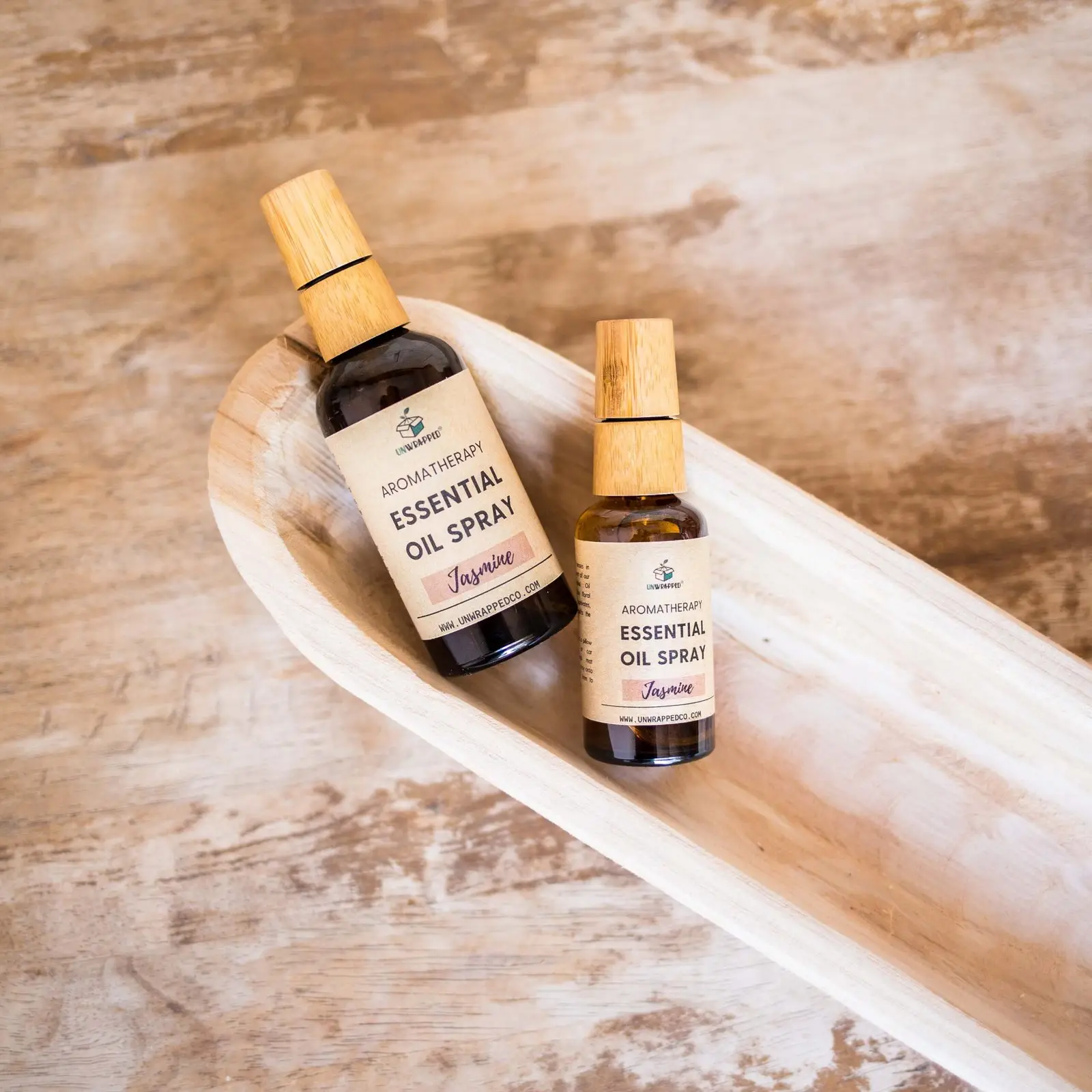Unwrapped jasmine essential oil spray in 50ml and 100ml