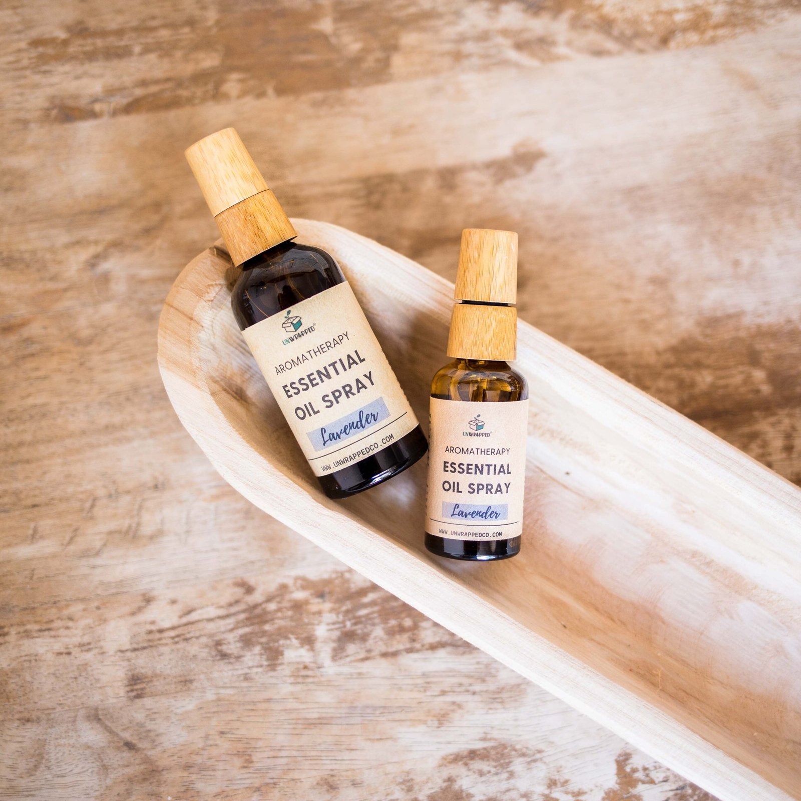 Unwrapped lavender essential oil spray in 50ml and 100ml